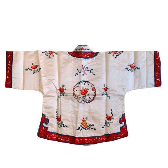 Vintage Satin Authentic Original Oriental Child’s 2 Piece Outfit Embroidered - Picture 8 of 12